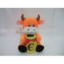 stuffed plush lovely cow money savingbox, soft animal coin bank toy